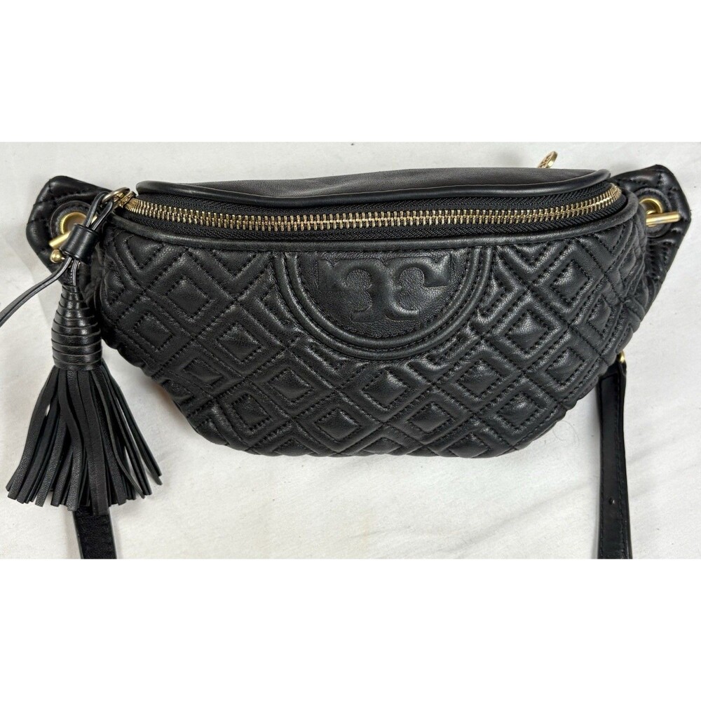 Tory Burch Fleming Soft Black Leather Quilted Belt /Bum Bag/Fanny /Shoulder Bag - Picture 2 of 11